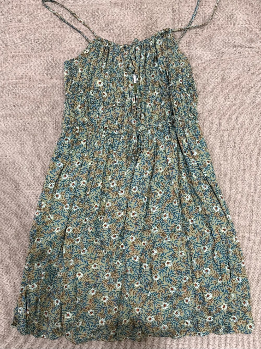 Floral Smocked Mini Dress in Green